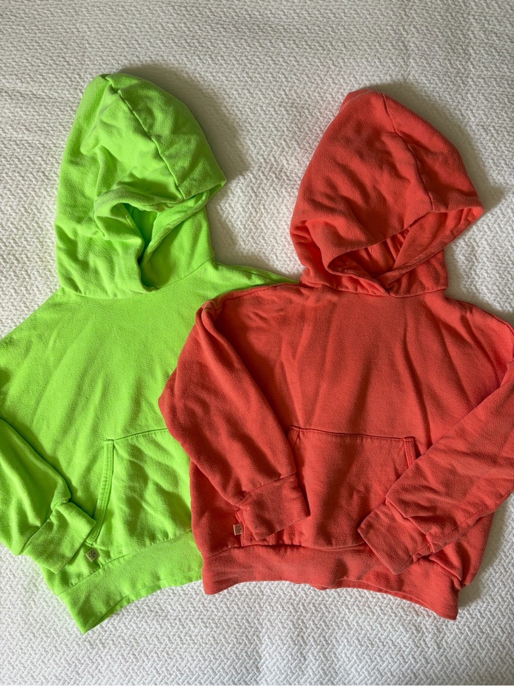 Childhoods Set of 2 Neon Green & Orange Hooded Sweatshirts Vintage cut Hoodies